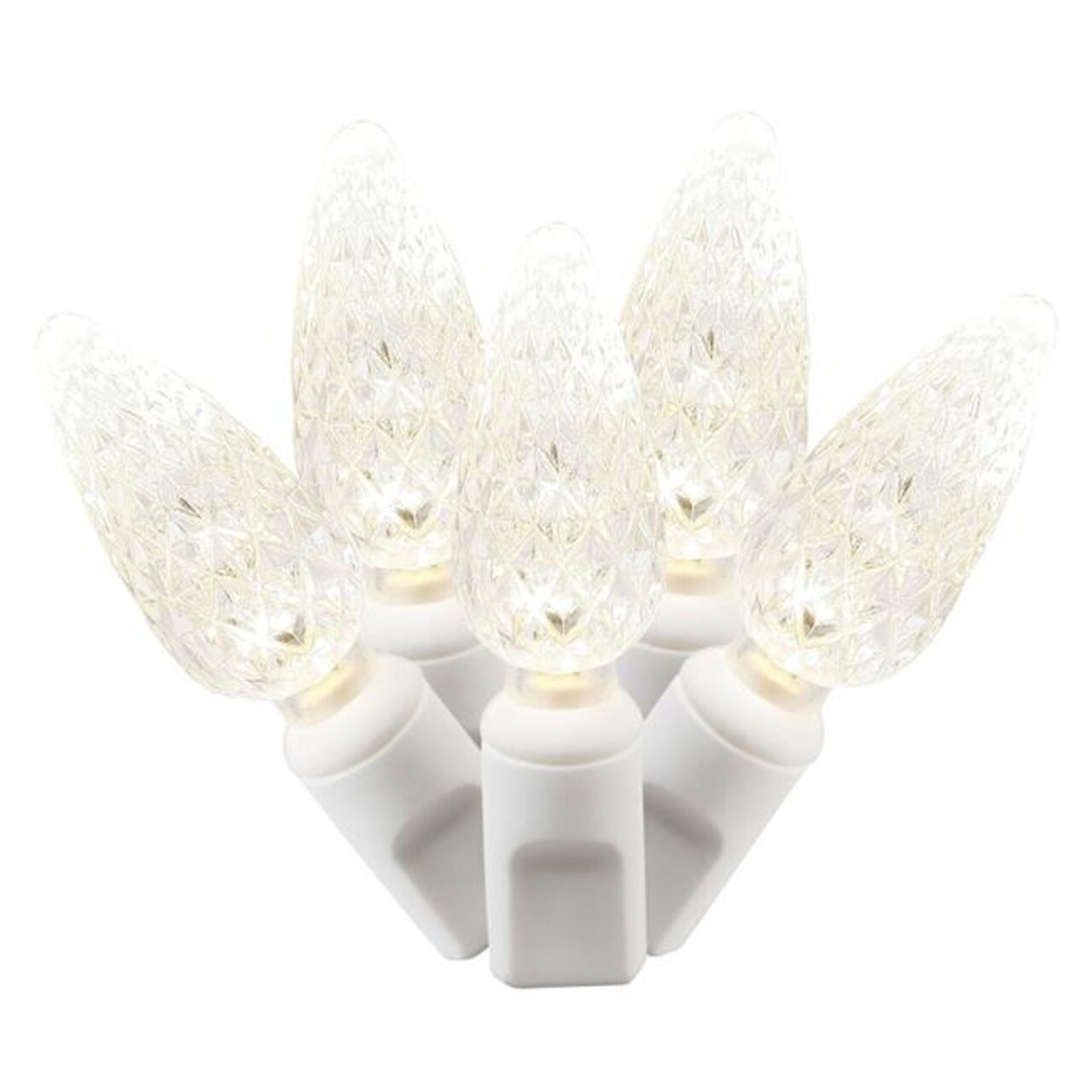 LED C6 White Wire End Connecting 4 in. Spacing 34 ft. Long Light Set with Warm White Lights